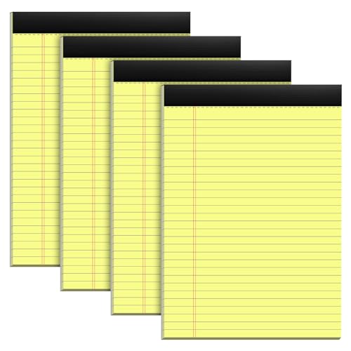4 Pack Yellow Legal Pads 8.5x11 Wide Ruled Yellow Notepad 8.5x11 Note Pads - color: Yellow 4