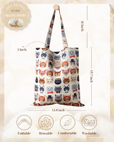 Miss Adola Aesthetic Buckle Tote Bag for Women - color: Glasses Cats