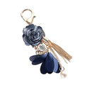 Flower Tassel Keychain Pearl Car Keyring Holder Purse Handbag Pendant - color: Blue