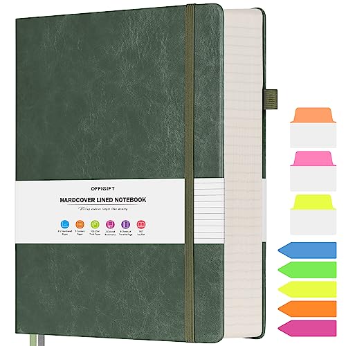 College Ruled Notebook 8.5" x 11", 312 Numbered Pages Lined Leather Journal - color: Green, size: A4