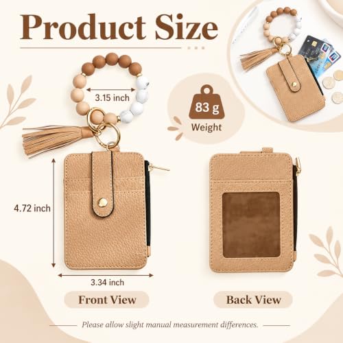 Boho Beaded Wallet Wristlet Keychain Card Holder Tassel Purse - color: A3:brown