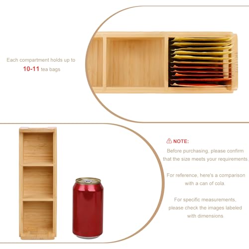 HTB Small Bamboo Tea Bag Holder with 3 Compartments - color: Bamboo 1PCS
