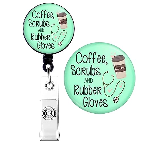 Crystal Badge Reel Retractable ID Holder with Cute Medical Design - color: 1 Pack A1-coffee Scrubs