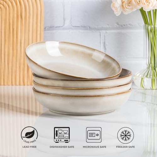 AmorArc 8.5’’ Ceramic Pasta Bowls Set of 6, 36oz Large Stoneware Bowls Set - color: Cappuccino, size: Set of 6