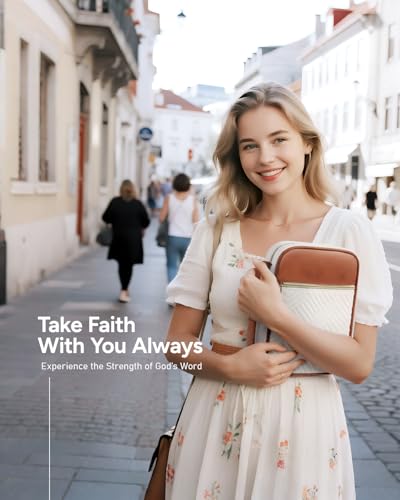 BellaHold Bible Cover Case for Women Quilted Bible Case with Handle Strap - color: White & Brown, size: XL