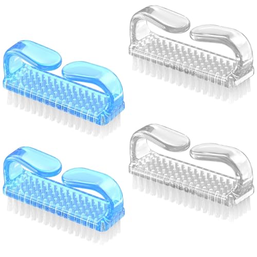 Larbois Handle Grip Nail Brush, Hand Fingernail Brush Cleaner Scrubbing Kit Pedicure for Toes and Nails Men Women (4 Pack) (Color-7) - color: Color-7