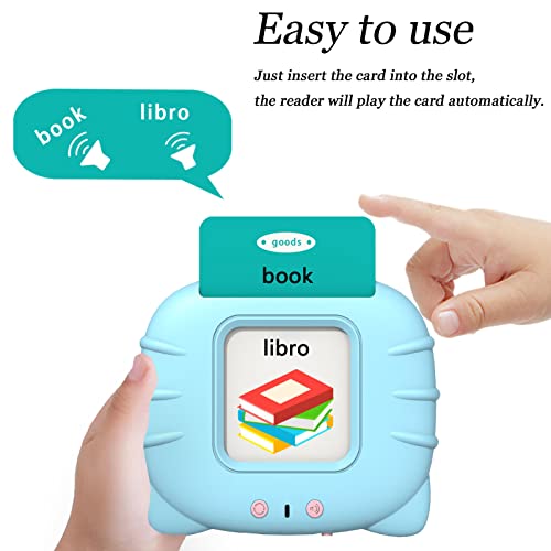 Startcan Spanish & English Talking Flash Cards for Toddlers 1 2 3 4 5 6, Audible Toys for Kids to Learn Spanish - 258 Cards and 516 Words(Blue) - color: 516-bilingual-blue (New Abc+123+ 4 Songs)