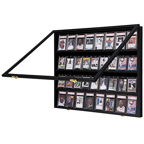 VERANI 36 Graded Sports Baseball Card Display Case Wall Mount Black - size: Large-Horizontal-Black-GoldLock