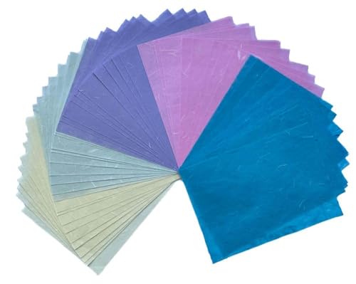 A5 50 Sheets Natural Fiber Mulberry Tree Mulberry Paper Sheets Art Tissue Washi Paper Design Craft Art Origami Suppliers Card Making 8.3" x 5.8". (Pastel Tone, A5) - color: Pastel Tone, size: A5