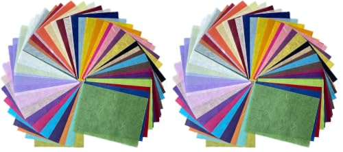 A5 50 Sheets Natural Fiber Mulberry Tree Mulberry Paper Sheets Art Tissue Washi Paper Design Craft Art Origami Suppliers Card Making 8.3" x 5.8". (Mixed 50 Color, A5) (Pack of 2) - color: Mixed 50 Color, size: A5 (Pack of 2)