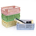 4 Pack Mini Foldable Plastic Small Baskets for Organizing and Storage, Collapsible Storage Crate for Home Bedroom Office Classroom Drawer Organizers (5.9x3.9x2.2in) Mini Size - size: Small