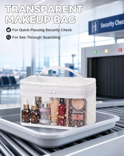 Star Clear Makeup Bag, Waterproof Travel Cosmetic Bag Toiletry bag,White - color: White