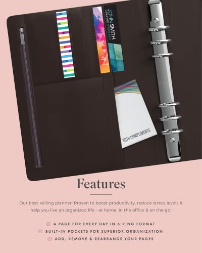 LUX PRO A5 - Daily Planner & appointment diary 2024 - Gratitude journal, wellness journal & Undated weekly planners and organisers - Desk journals for women & men - LUX Productivity (Brown - Walnut) - color: Brown - Walnut