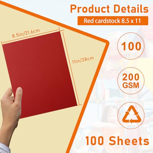 Guakicae 100 Sheets Dark Red Cardstock 8.5 x 11 Certificate Paper 75lb - color: Red, size: 100 Sheets