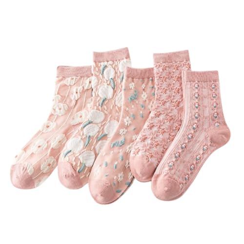 Lavish Lavender Argyle Frill Socks for Women, Dress Socks - color: 5pair-pink