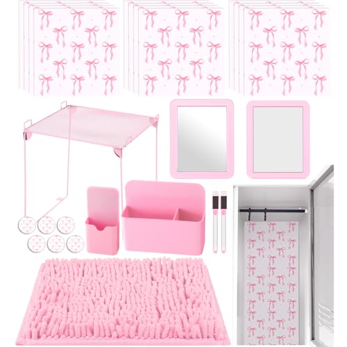 Patelai 26 Pcs Locker Accessories for Girls Pink Bow Magnetic Locker Decor