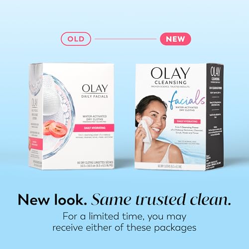 Olay Makeup Remover Wipes, Daily Facials Hydrating Face Cleanser for Normal to Dry Skin, Alcohol & Fragrance Free, Soft Face Wash Towels, Travel Essentials for Women, Convenient Dry Cloths, 66 ct - color: Hydrating Clean, size: 66 Count (Pack of 1)