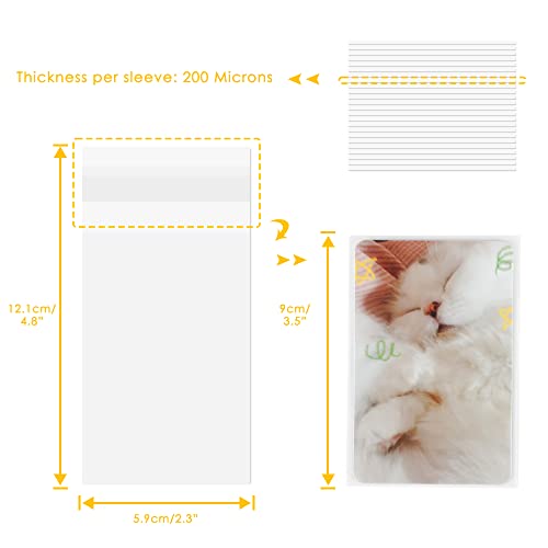 100 Packs Photocard Sleeves, 59 x 90 mm 200 Microns Kpop Clear Sleeves Idol Photo Cards Transparent Protector Trading Cards Shield Cover (Sealable) - style: Sealable