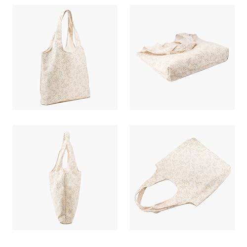 REDSINDA Canvas Tote Bag, Large Capacity Shoulder Bag with Inner Pockets, Foldable Shopping Bag - color: Blue Floral