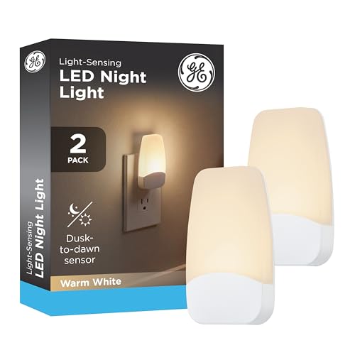 GE Plug in Night Light with Dusk to Dawn Sensor, 2 Pack - color: Warm White, size: 2 Pack