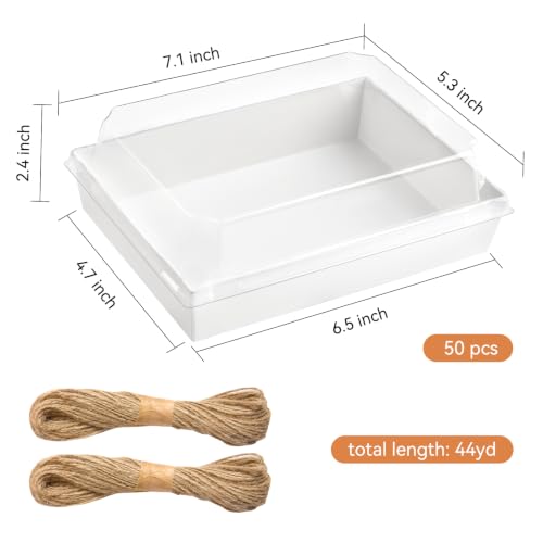 Kucoele 50 Pack 7" x 5" Paper Charcuterie Boxes with Clear Lids - color: White