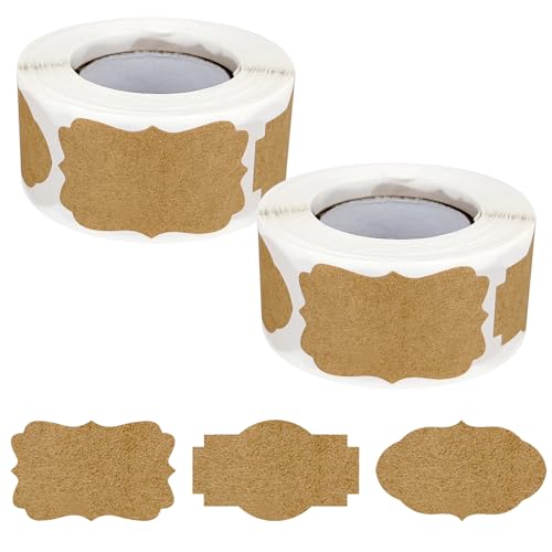 600 Pcs Kraft Tags Stickers, Label Stickers, Brown Self-Adhesive Name Tags for Christmas, Presents, Jars, Bottles (Brown, 600 Pcs) - color: Brown, size: 600 Pcs