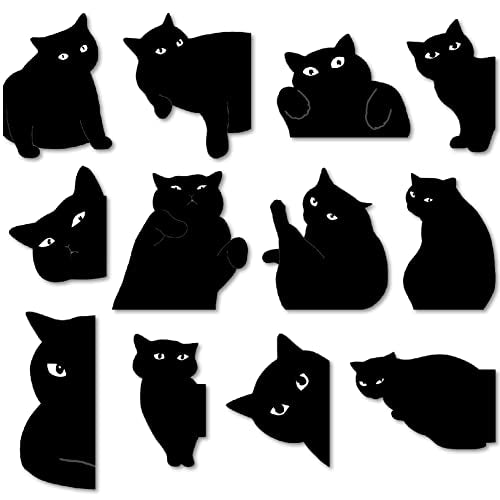 Yasest Magnetic Bookmarks-12 Pcs Bookmarks Black Cat Gifts for Book Lovers - style: AB