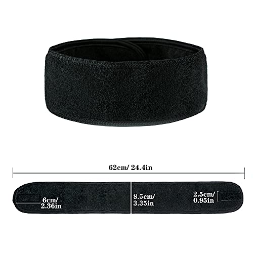 Facial Spa Headbands for Washing Face 4 PCS Makeup Shower Bath Wrap (Black) - color: Black