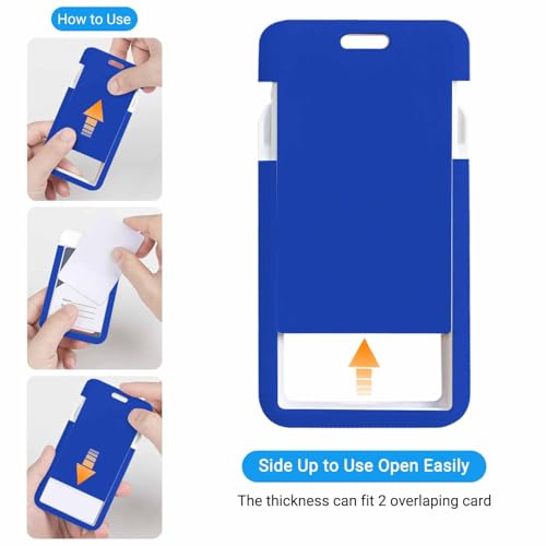 Dark Blue Badge Holder with Retractable Badge Reel Carabiner Clip ID Badge Holder for Workers Events Schools - color: Dark Blue