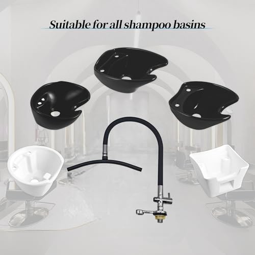 Head Spa Attachment for Shampoo Bowl – Hands Free Waterfall Water Circulation Equipment, Relaxing Scalp Massage Rinse for Salon & Home(Black) - size: U