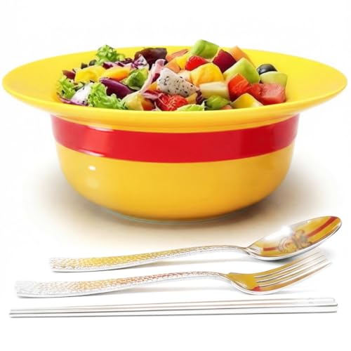 Straw Hat Ceramic Bowl Set w/ Spoon Fork & Chopsticks - Novelty Ramen Bowl