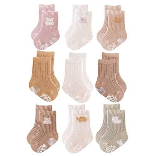 J Poqobog Baby Non Slip Grip Crew Socks,Toddler Boys Socks Girls Cotton - color: Girls, size: 3-12 Months
