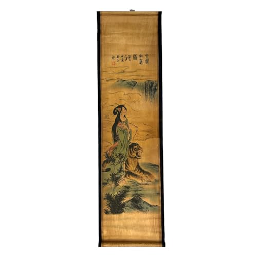 Wall Art Poster Prints Painting Scroll Decor Japanese Bamboo Tiger Lady - color: C2