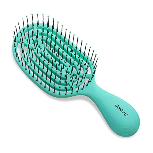 NuWay 4Hair® Junior C® - Compact Size Professional Curved Hairbrush - Vented Design Delivers Smoothing And Volumizing Quick Dry - Heat Resistant Bristles For Dry & Wet all hair types- Aqua - 1 Pc - color: Aqua