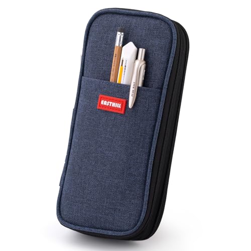 EASTHILL Big Capacity Pencil Case Large Pencil Pouch Stationery Pen Bag for Teen Girls-Deep Blue - color: Deep Blue