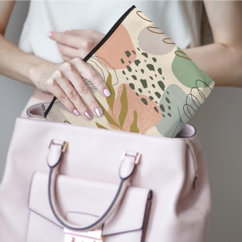 Boho Makeup Bag, Geometric Leaf Makeup Organizer Cosmetic Bags for Women - color: BohoLeaf02