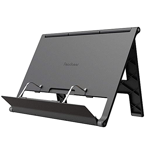 Readaeer Portable Book Stand Free Angle Adjustable Book Holder for Thick Textbook Collapsible Lightweight Book Rest (Black) - color: Black