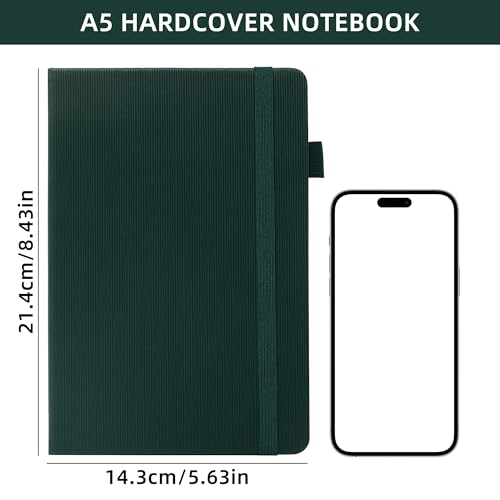 BOBO RABBIT Lined Journal Notebook for Work 100 GSM Thick Paper 300 Pages College Ruled A5 Notebook Hardcover Leather Journal for Writing School Office, 5.63"x8.43" - color: A-Green