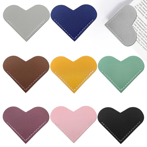 8Pcs Leather Heart Bookmarks for Women Corner Book Marks for Book Lovers - style: 8 PCS