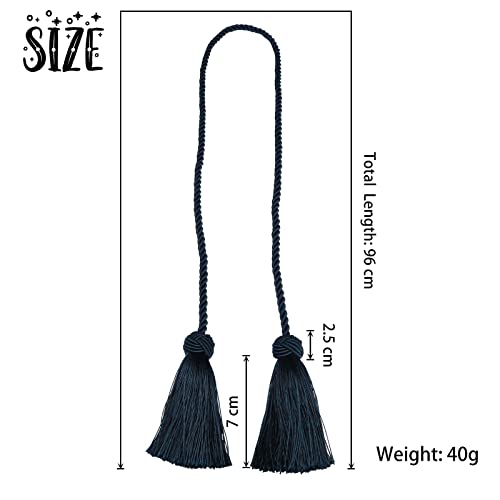BEL AVENIR 2 Pack Handmade Rope Tassel Curtain Tiebacks - color: Navy, size: 2 Pack