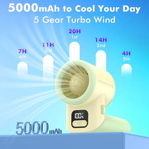 AMACOOL Portable Handheld Turbo Fan, Max 20 Hours Runtime, Gifts for Women - color: Light Green
