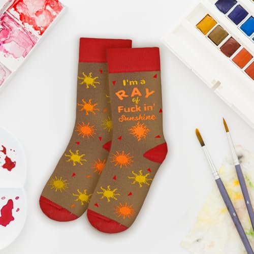 Funny Socks for Women and Teenage Girls, Cute Crazy Unique Novelty Gifts - color: C-ray-redgrey-1
