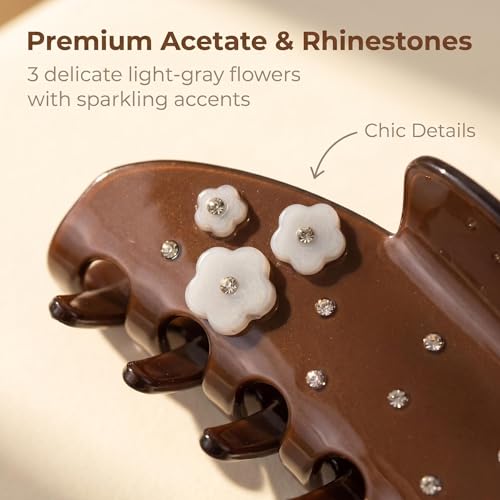 Large Claw Clips For Thick Hair 4 Inch Acetate Hair clips Women - color: brown