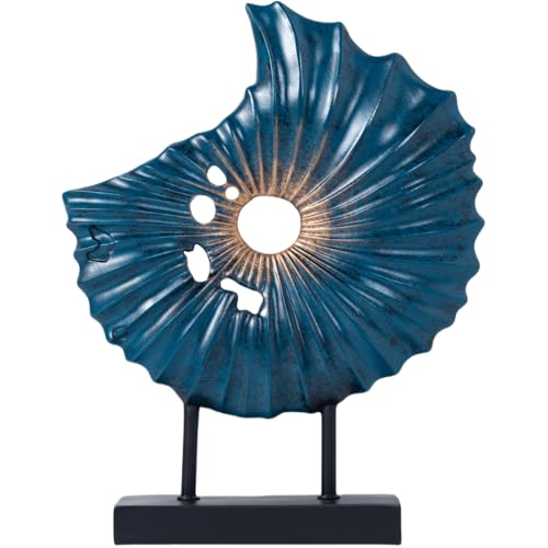 Unique Round Coin Sculpture Decorative Objects for Shelf Home Decor Accents, Modern Abstract Tabletop Decor Items for Living Room Fireplace Mantel, Above Cabinet (Blue L) - color: Blue L
