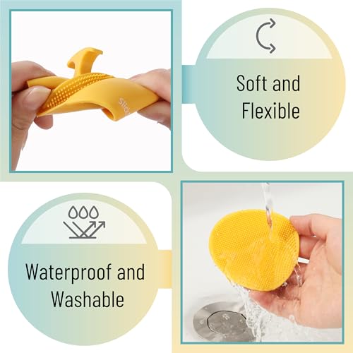 Slick- Silicone Facial Cleansing Brush, 4 Pack, Silicone Face Scrubber Exfoliator, Face Exfoliator Scrubber, Facial Scrubber for Face Cleanser Brush, Exfoliating Face Scrubber, Face Brush - color: Red\blue\white\yellow