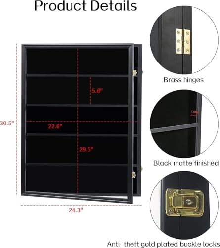 35 Graded Sports Card wall-Mount Display case for Shows, Black, 2pc - size: 35 Card - Black - Vertical 2Pack