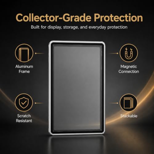 PSA Slab Case, Magnetic 9-Point Lock Display Protector,Silver - color: Silver