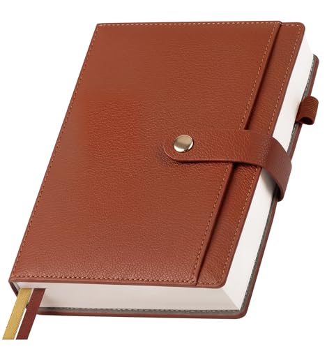 A5 Lined Journal Notebook for Women Men, Hardcover Journals for Writing, 320 Pages 100GSM Thick Paper, Daily Journal Notebook for Work, School, Note Taking, Business, Travel（Brown） - color: Brown