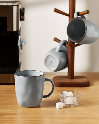 famiware Coffee Mugs Set of 6, Ocean Square 13oz Coffee Cup Set with Handle - color: Ocean Square-Grey, size: 6pcs