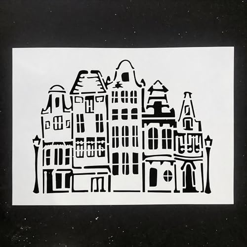 TIAMECH A4 Reusable European Canal House Stencil for Painting - style: European Canal House